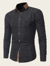 Load image into Gallery viewer, Orula Men Contrast Panel Topstitching Shirt
